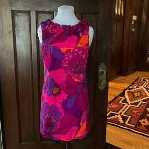 Vintage 1960s Barkcloth Mini Dress